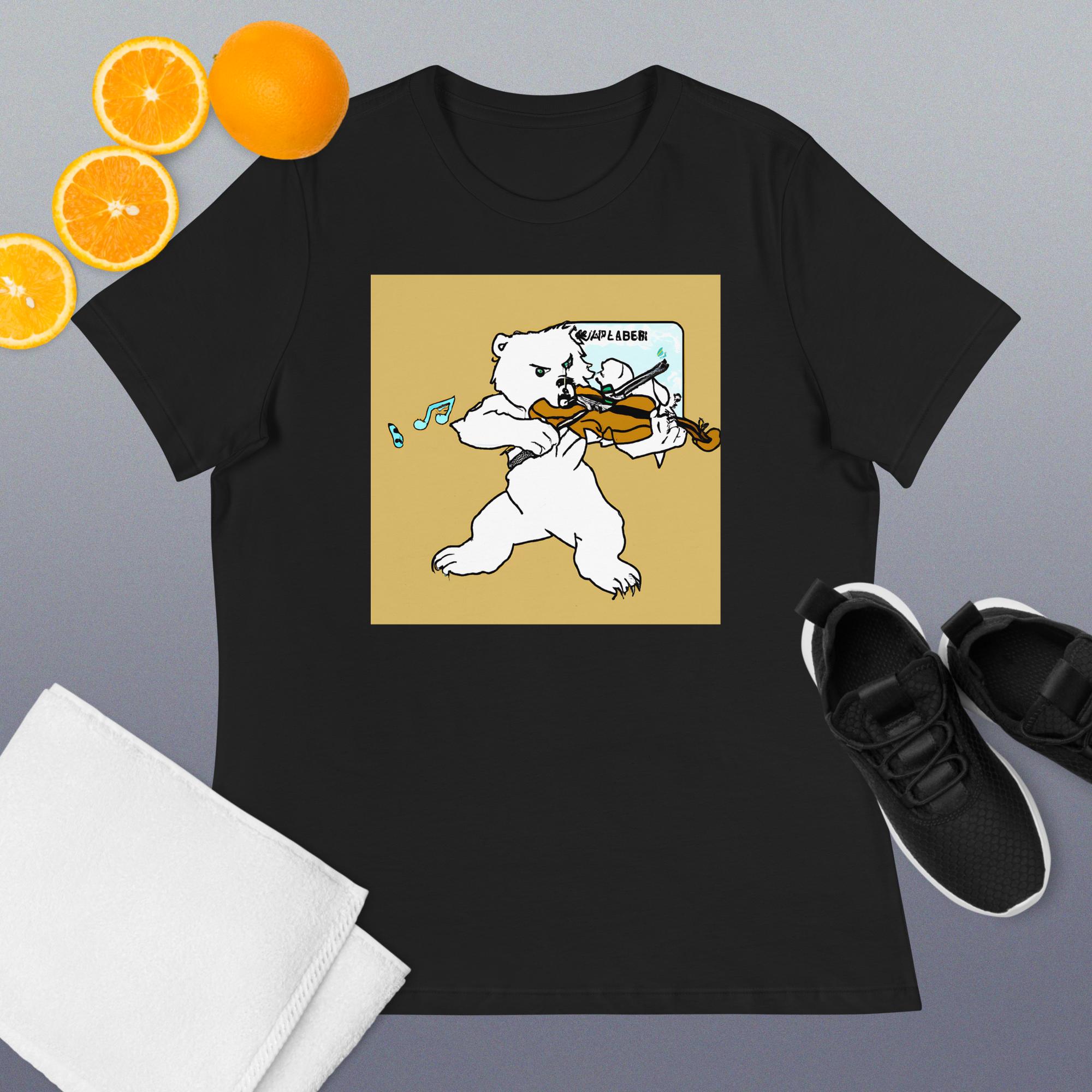 Polar Bear Violin Women's Relaxed T-Shirt - Image 3