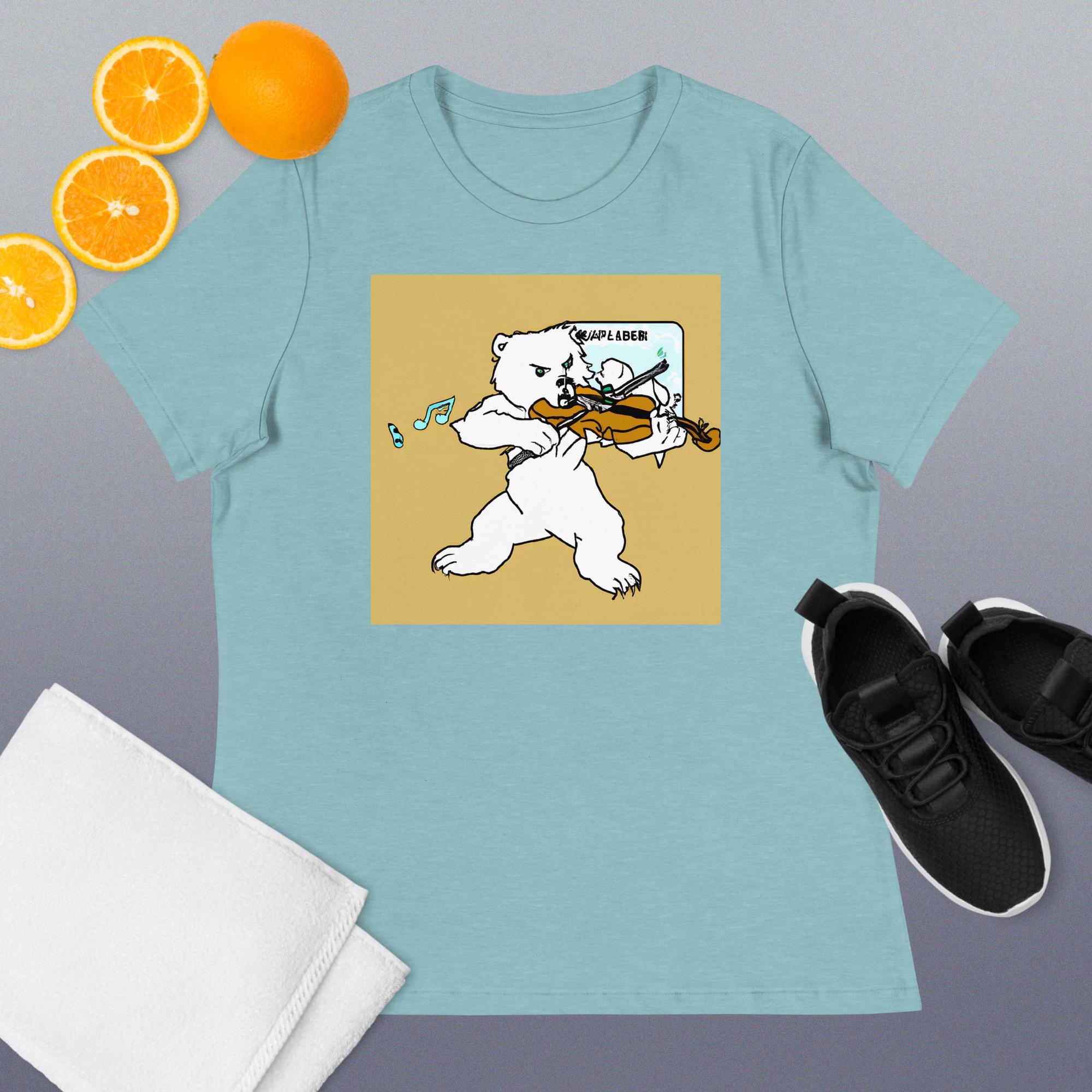 Polar Bear Violin Women's Relaxed T-Shirt - Image 13