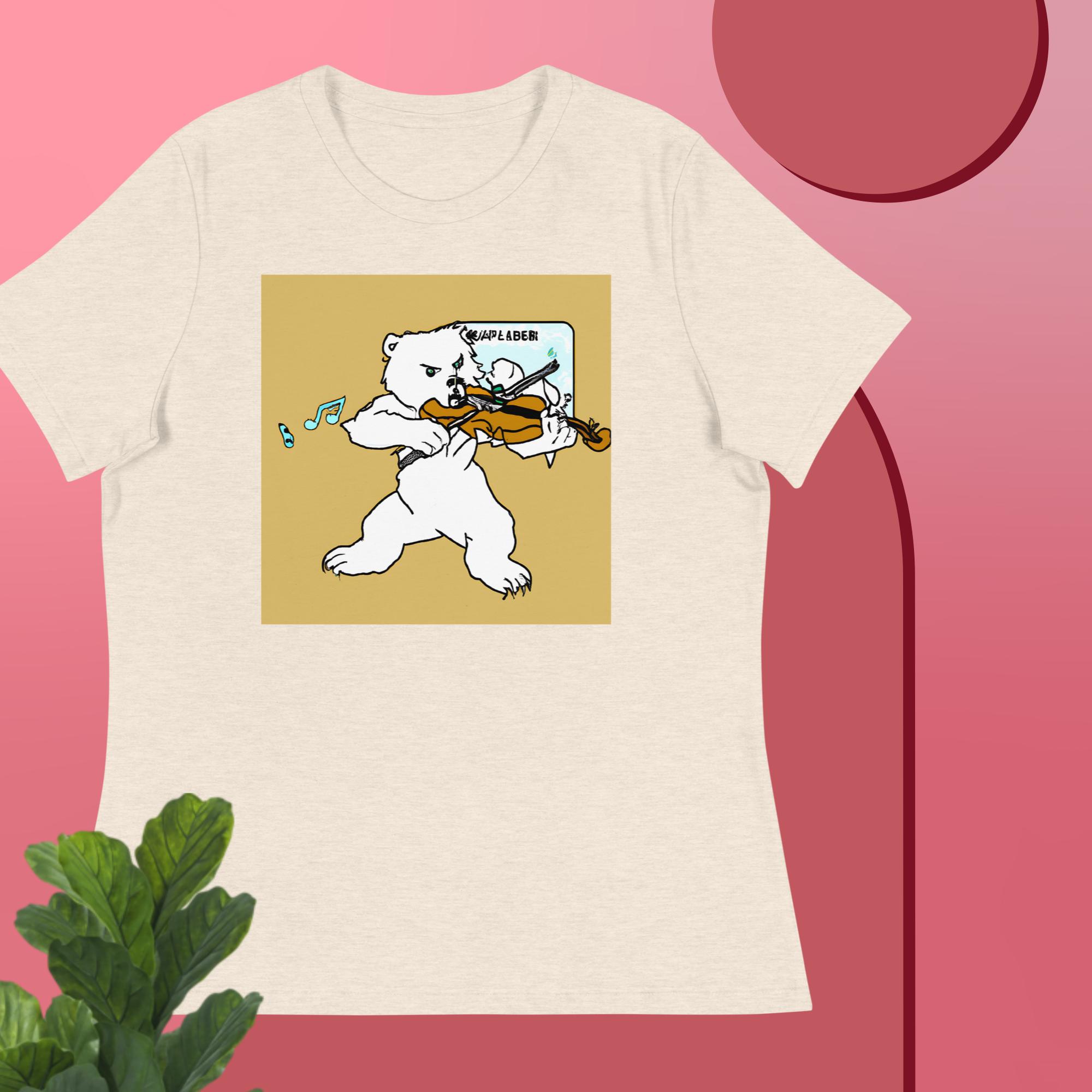 Polar Bear Violin Women's Relaxed T-Shirt - Image 11