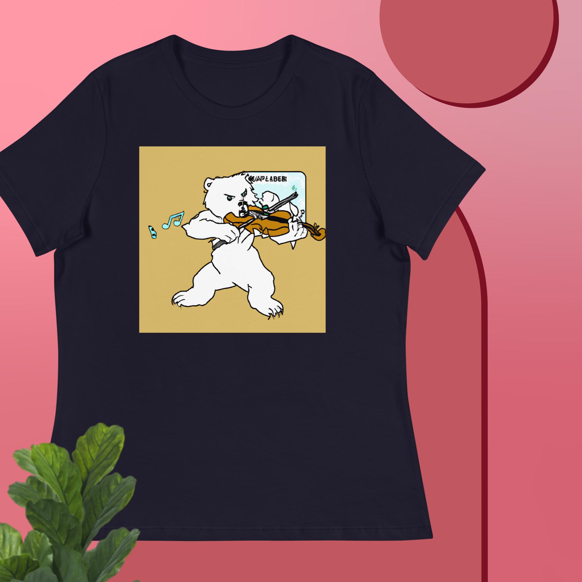 Polar Bear Violin Women's Relaxed T-Shirt - Image 4