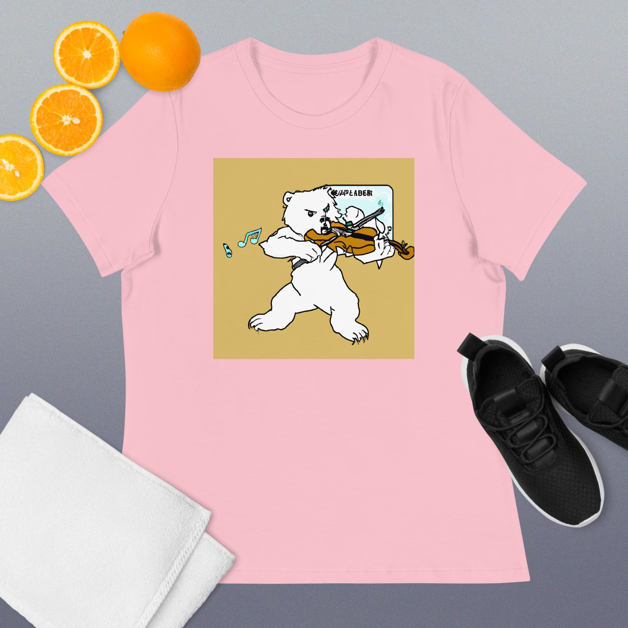 Polar Bear Violin Women's Relaxed T-Shirt - Image 4