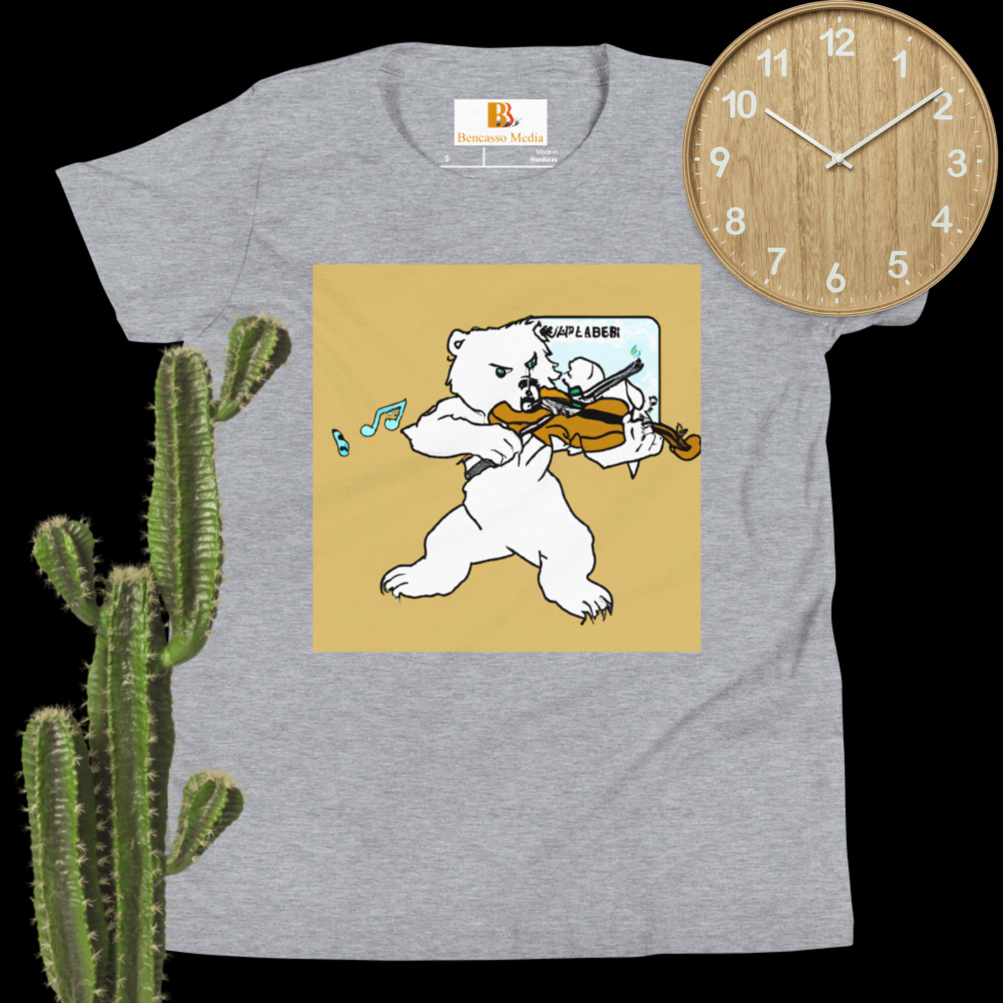 Polar Bear Violin Youth Short Sleeve T-Shirt - Image 3