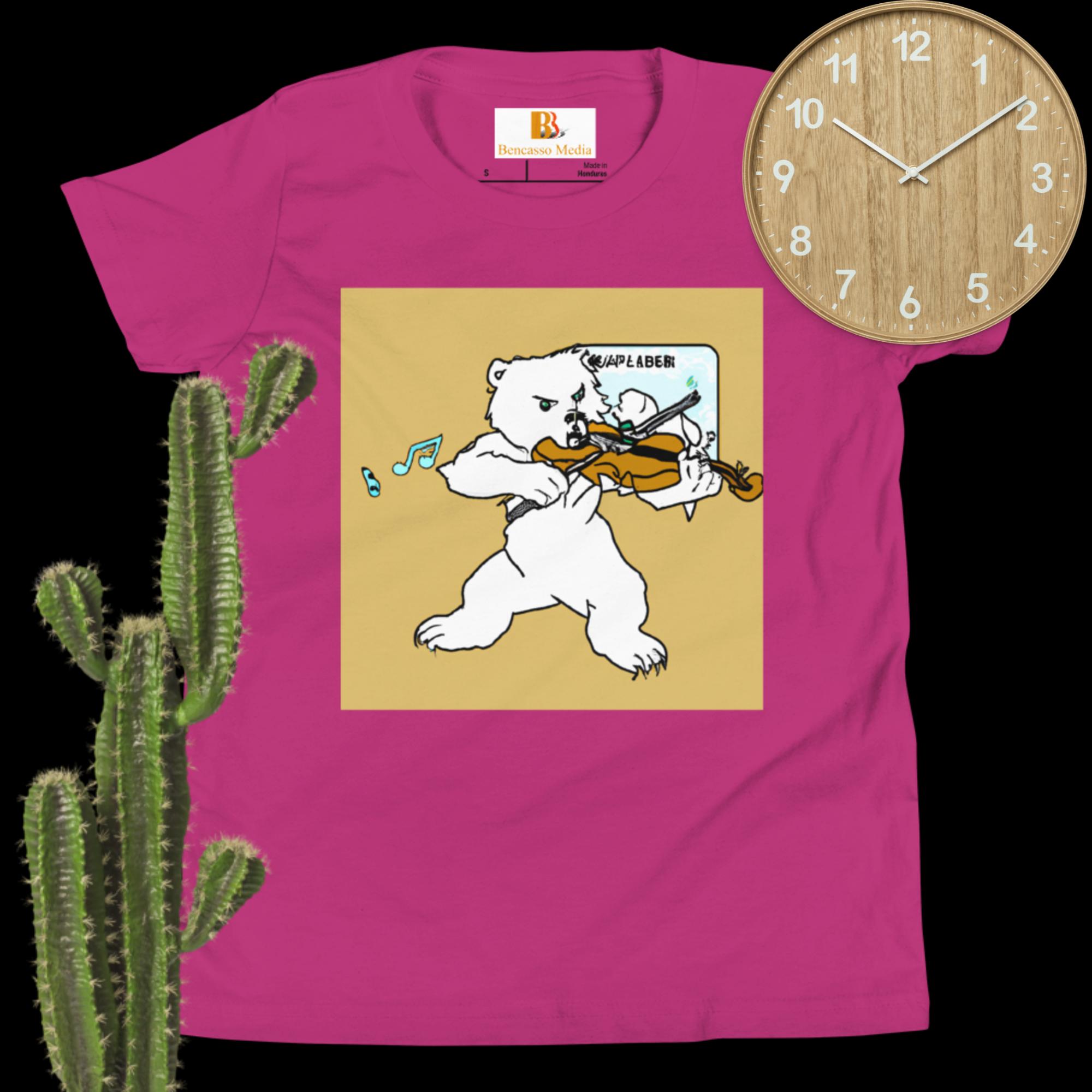 Polar Bear Violin Youth Short Sleeve T-Shirt - Image 9