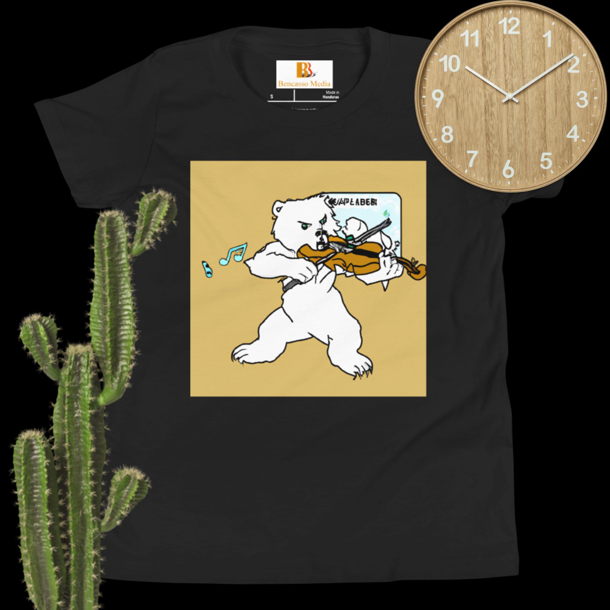 Polar Bear Violin Youth Short Sleeve T-Shirt - Image 2