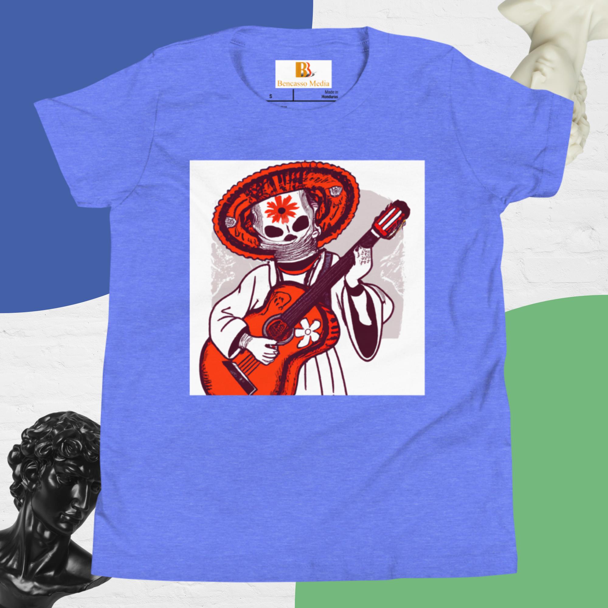 Segovianichi Guitar Day of the Dead Halloween Youth Short Sleeve T-Shirt - Image 7