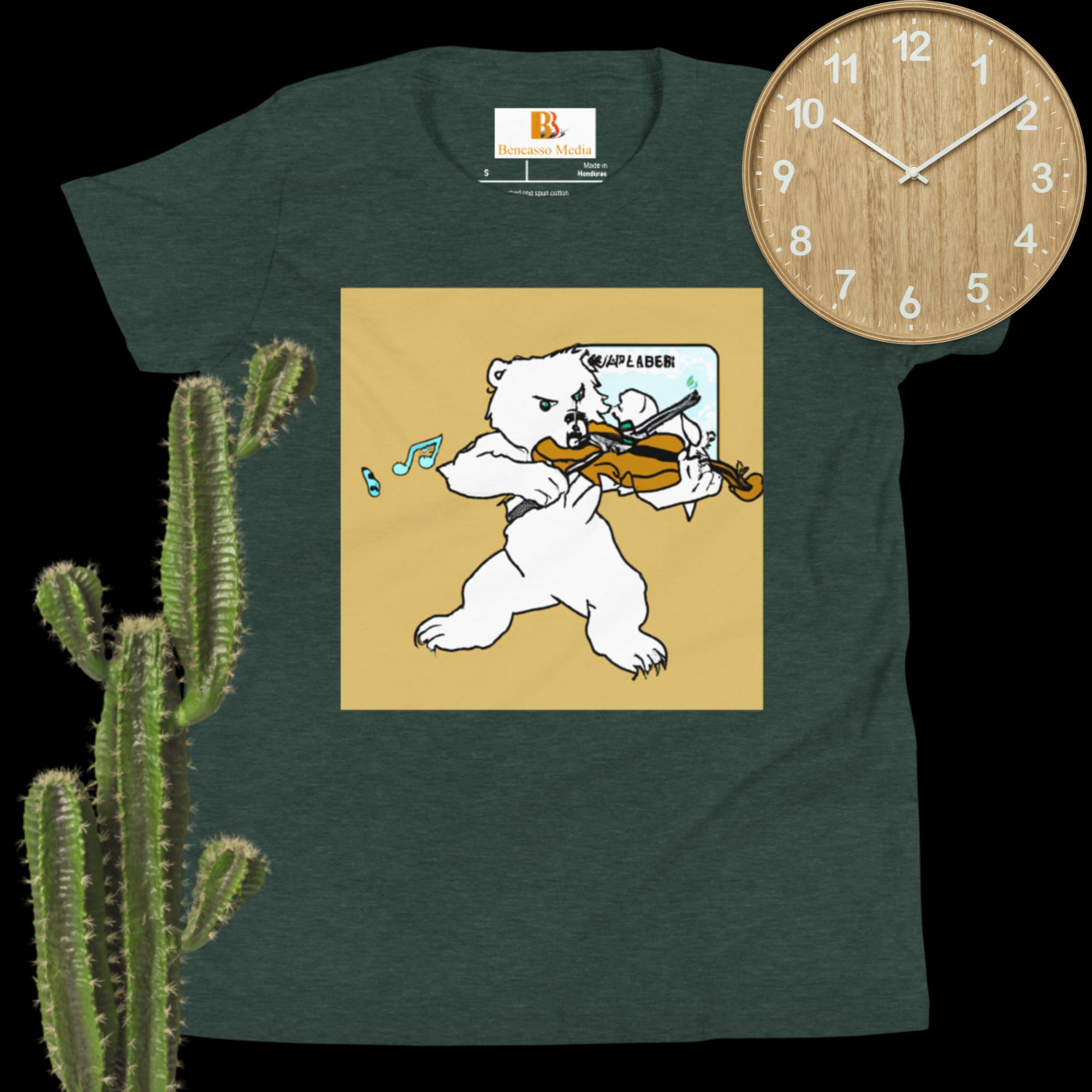 Polar Bear Violin Youth Short Sleeve T-Shirt - Image 4