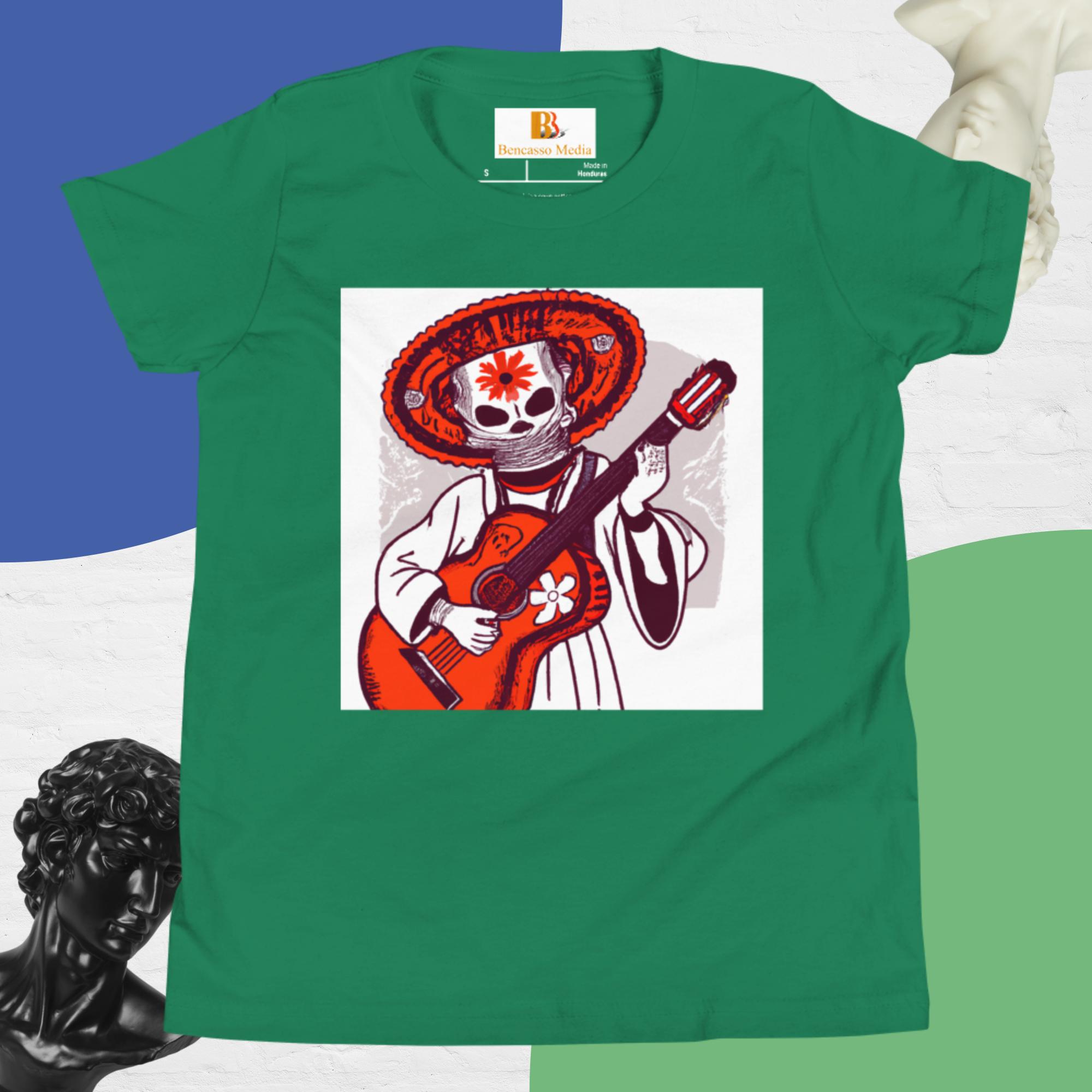 Segovianichi Guitar Day of the Dead Halloween Youth Short Sleeve T-Shirt - Image 8
