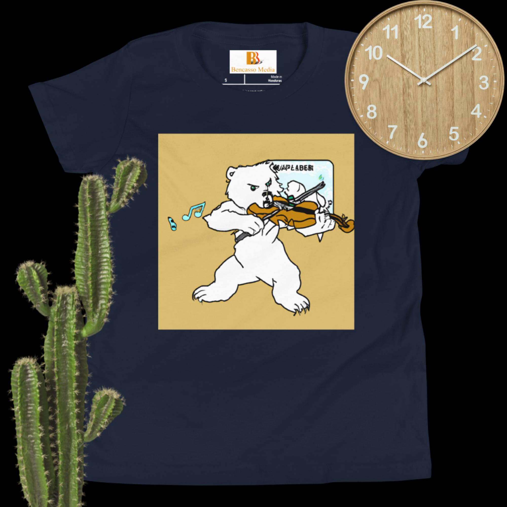Polar Bear Violin Youth Short Sleeve T-Shirt - Image 5