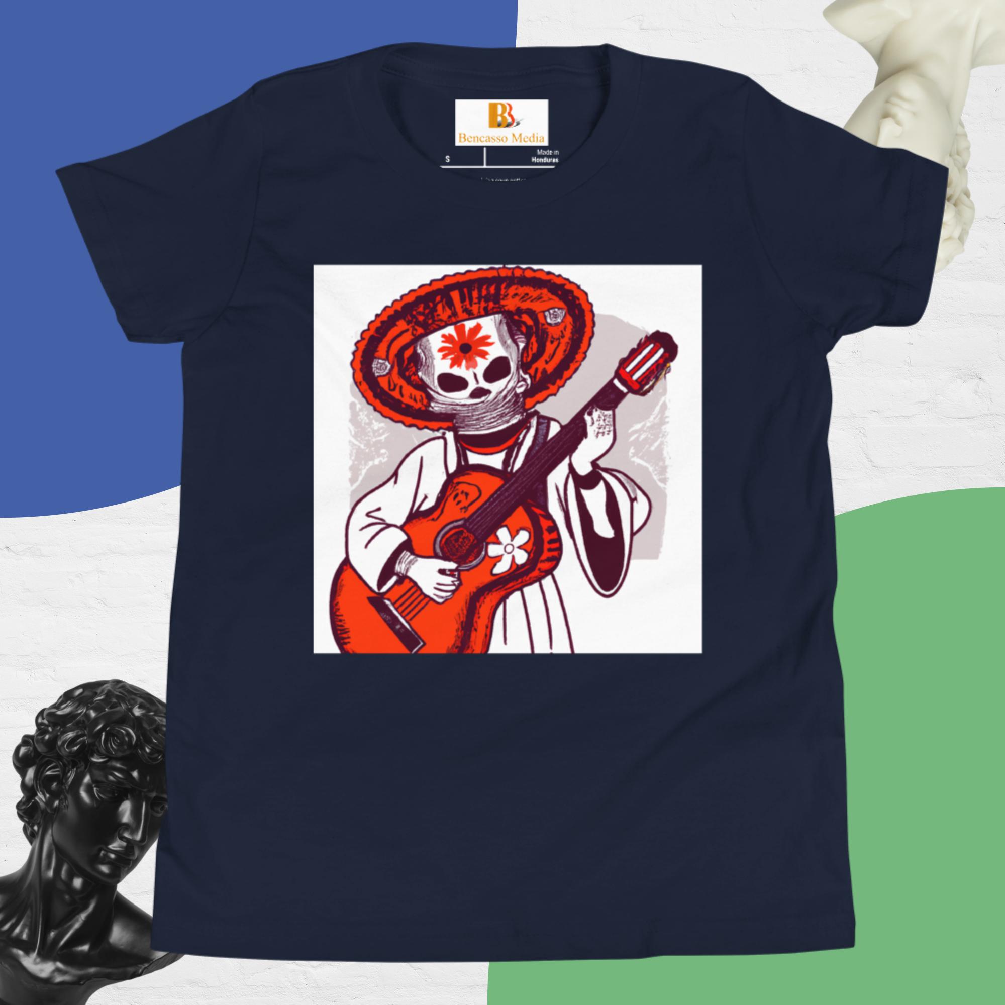 Segovianichi Guitar Day of the Dead Halloween Youth Short Sleeve T-Shirt - Image 5