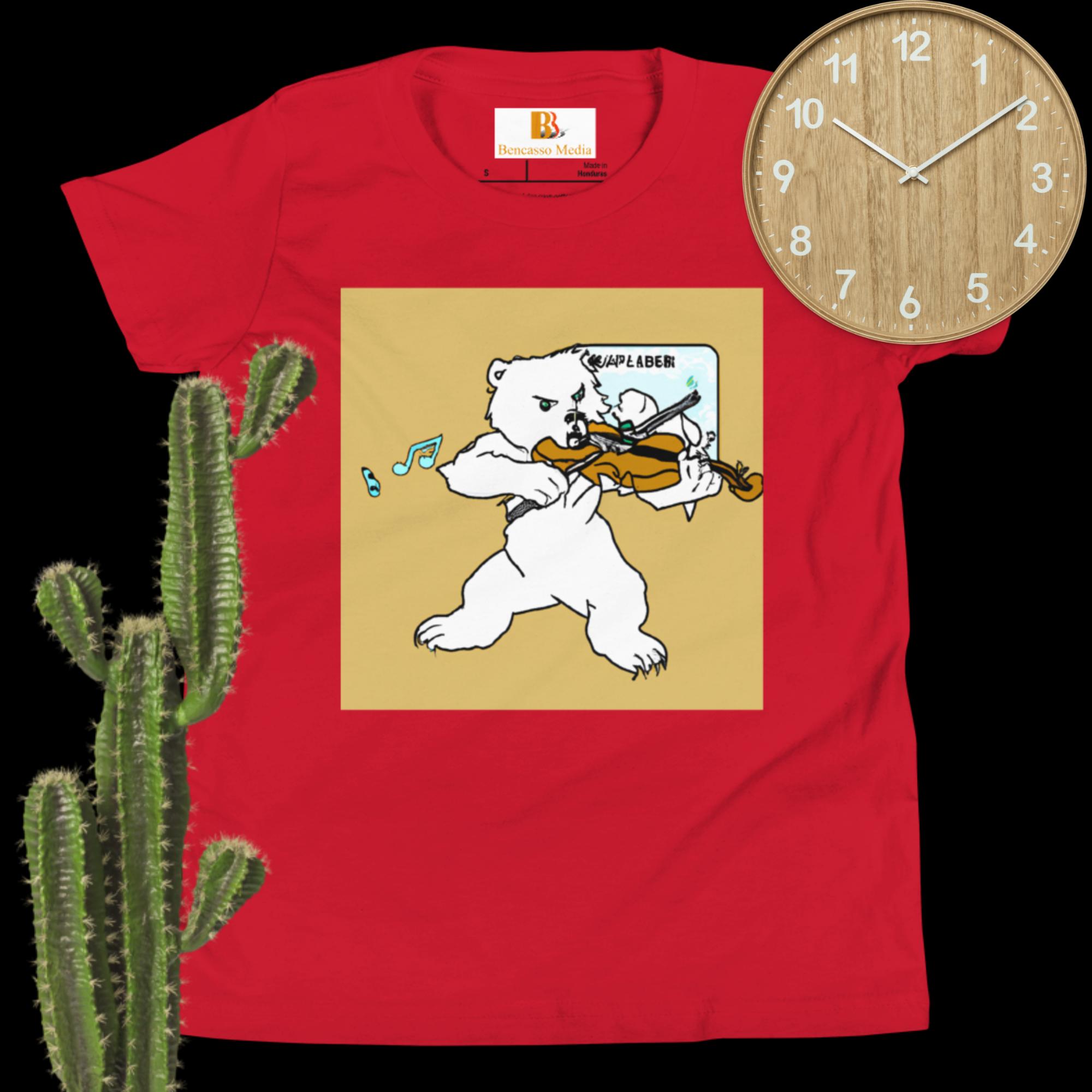 Polar Bear Violin Youth Short Sleeve T-Shirt - Image 8