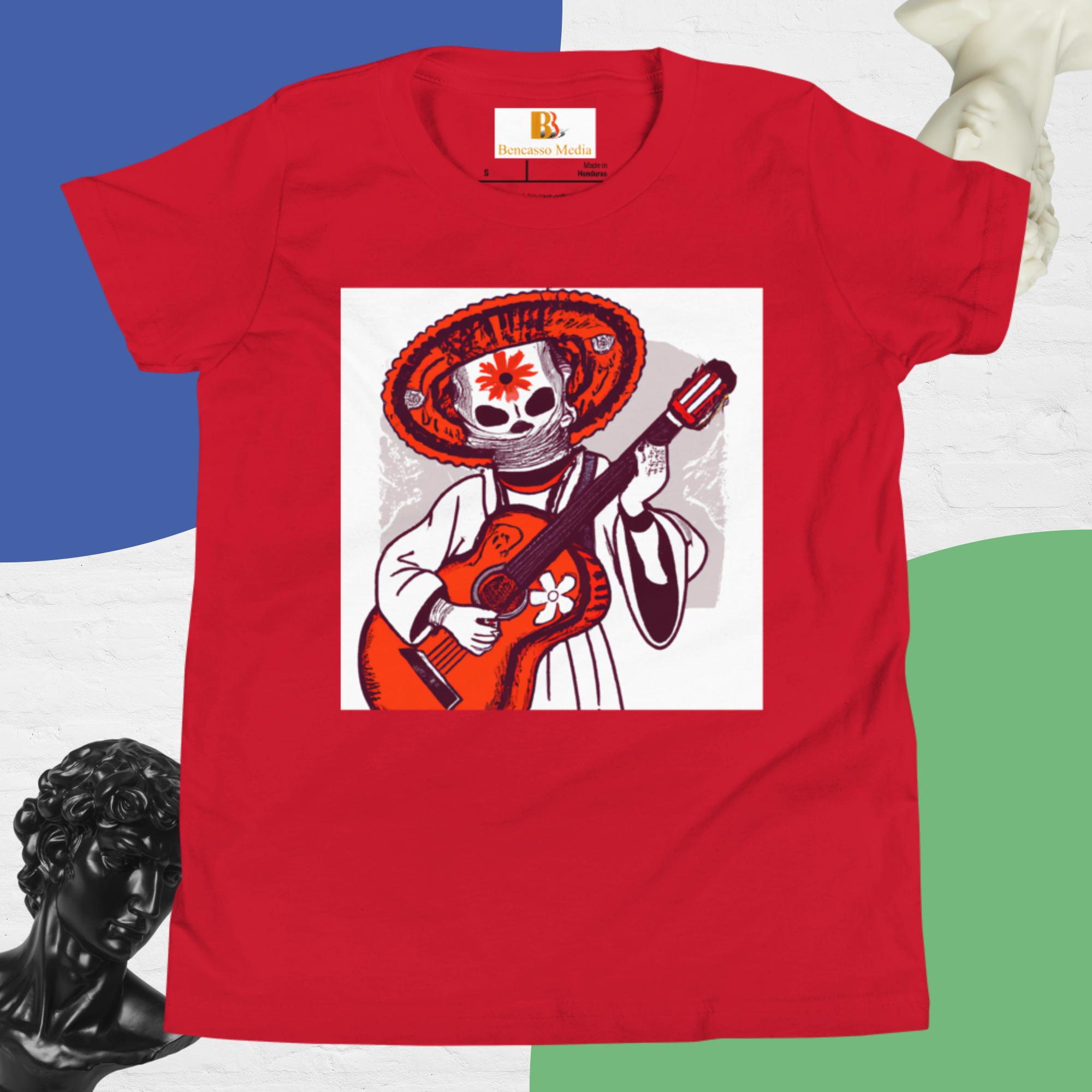 Segovianichi Guitar Day of the Dead Halloween Youth Short Sleeve T-Shirt - Image 9