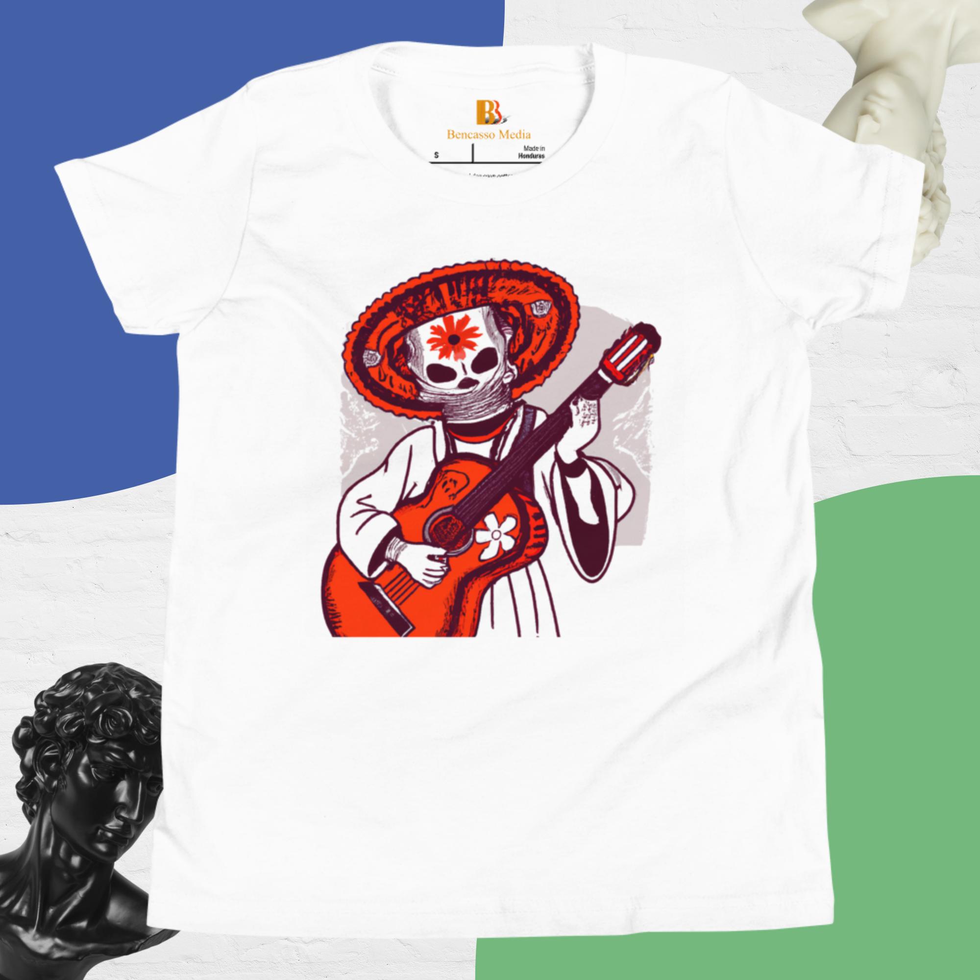 Segovianichi Guitar Day of the Dead Halloween Youth Short Sleeve T-Shirt - Image 6